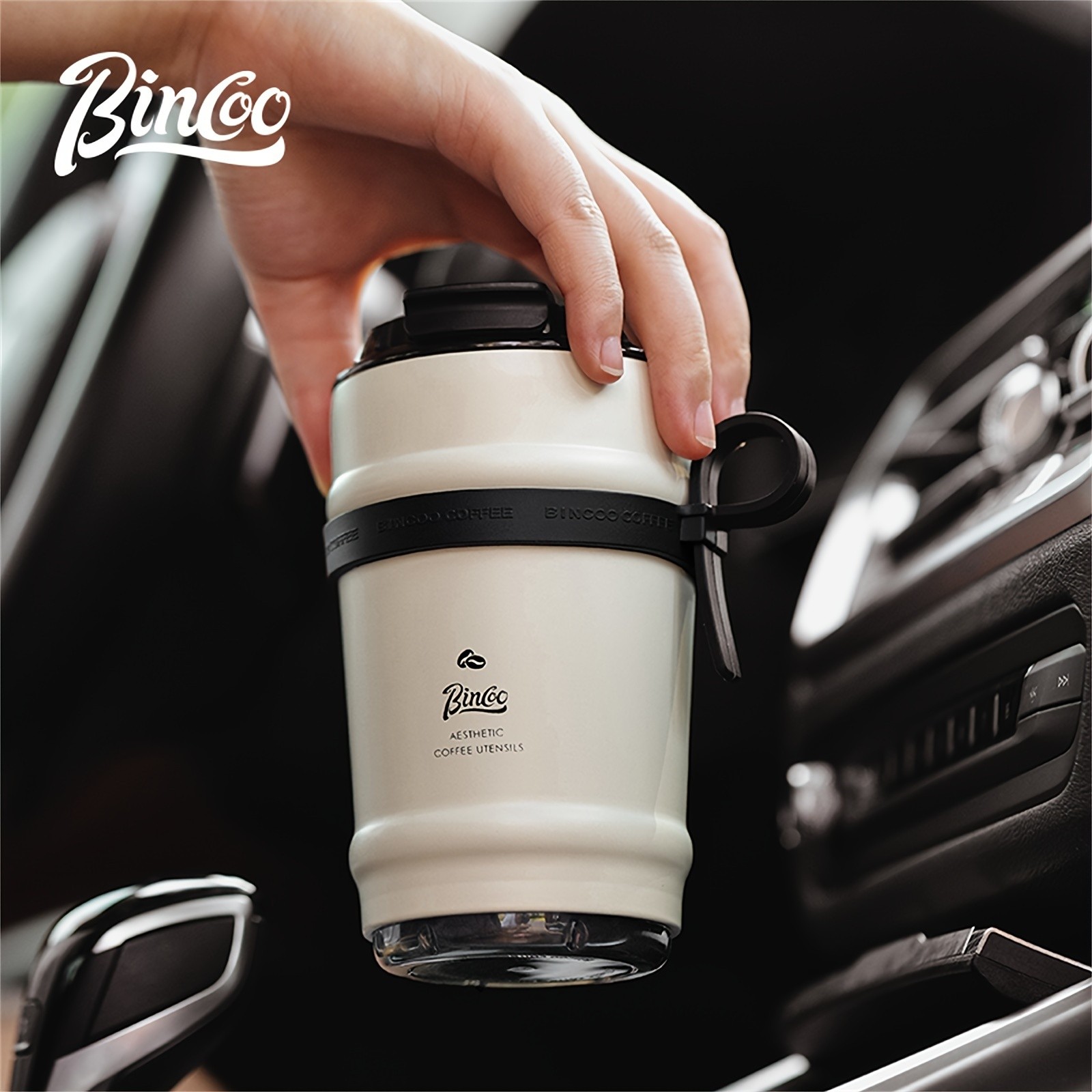 Bincoo Ceramic Liner Travel Mug 316 Stainless Steel Coffee Cup with Lid