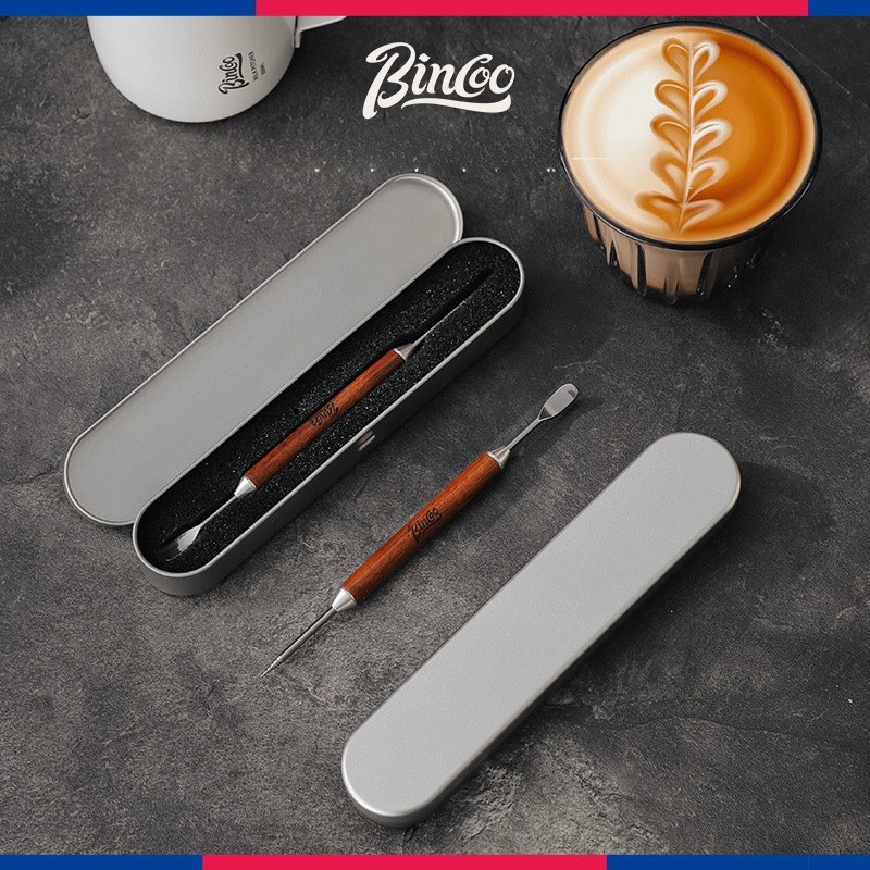 Bincoo Wooden Latte Art Pen Stainless Precision Coffee Decorating Tool