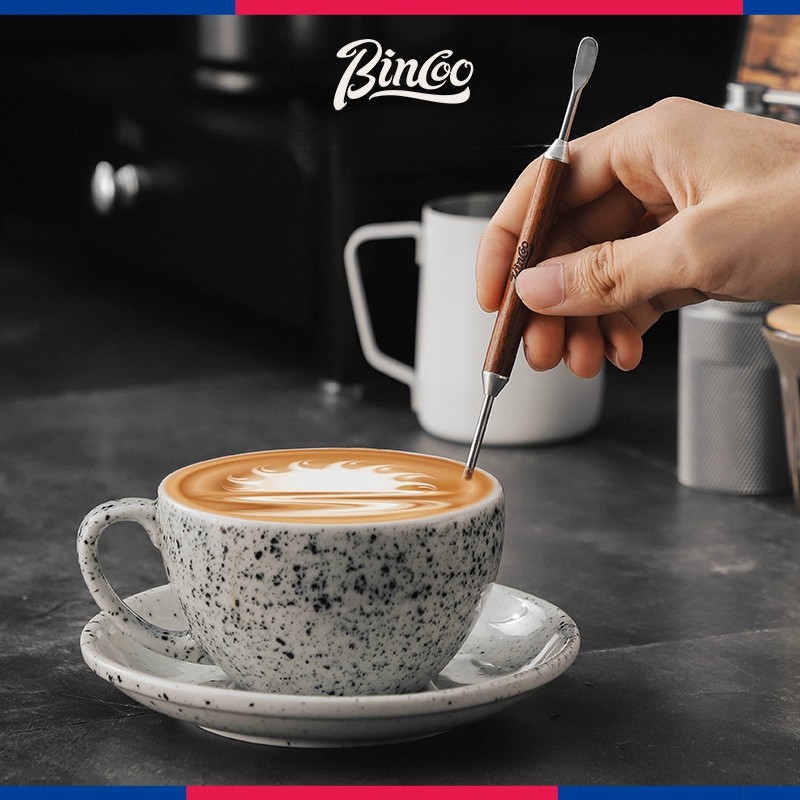 Bincoo Wooden Latte Art Pen Stainless Precision Coffee Decorating Tool