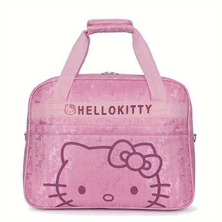 Sanrio Hello Kitty Large-Capacity Nylon Travel Bag Playful Pink Duffel with Durable Zipper Closure