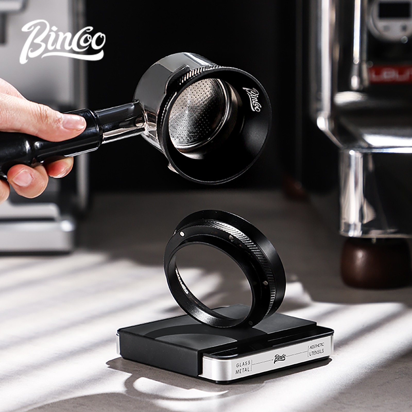 Bincoo Magnetic Anti-Static Dosing Ring Wide-Mouth Metal Funnel for 51mm/58mm Portafilters