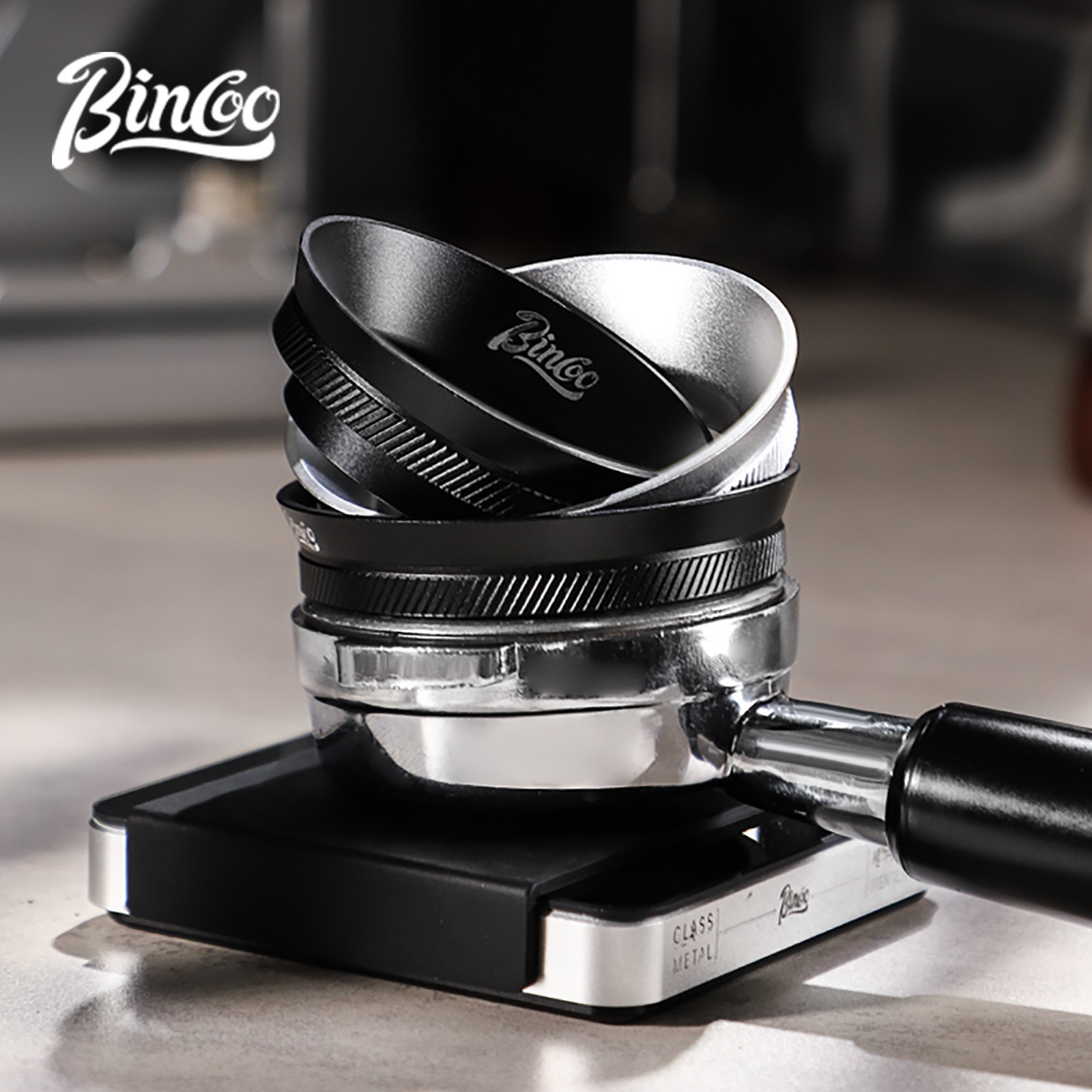 Bincoo Magnetic Anti-Static Dosing Ring Wide-Mouth Metal Funnel for 51mm/58mm Portafilters