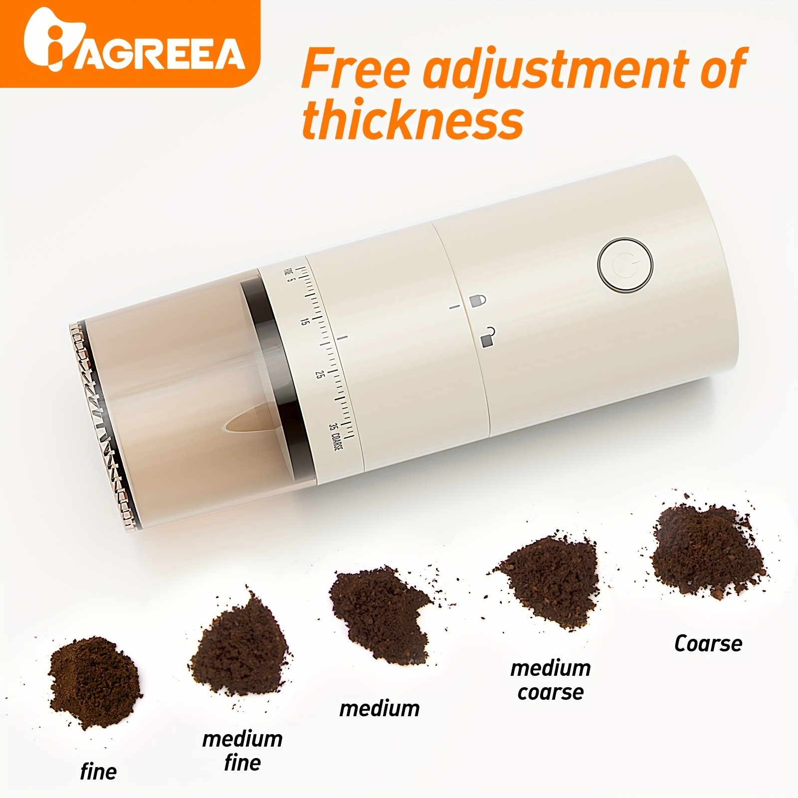 IAGREEA Adjustable Electric Coffee Grinder  38-Setting Silent Burr Grinder for 212 Cups