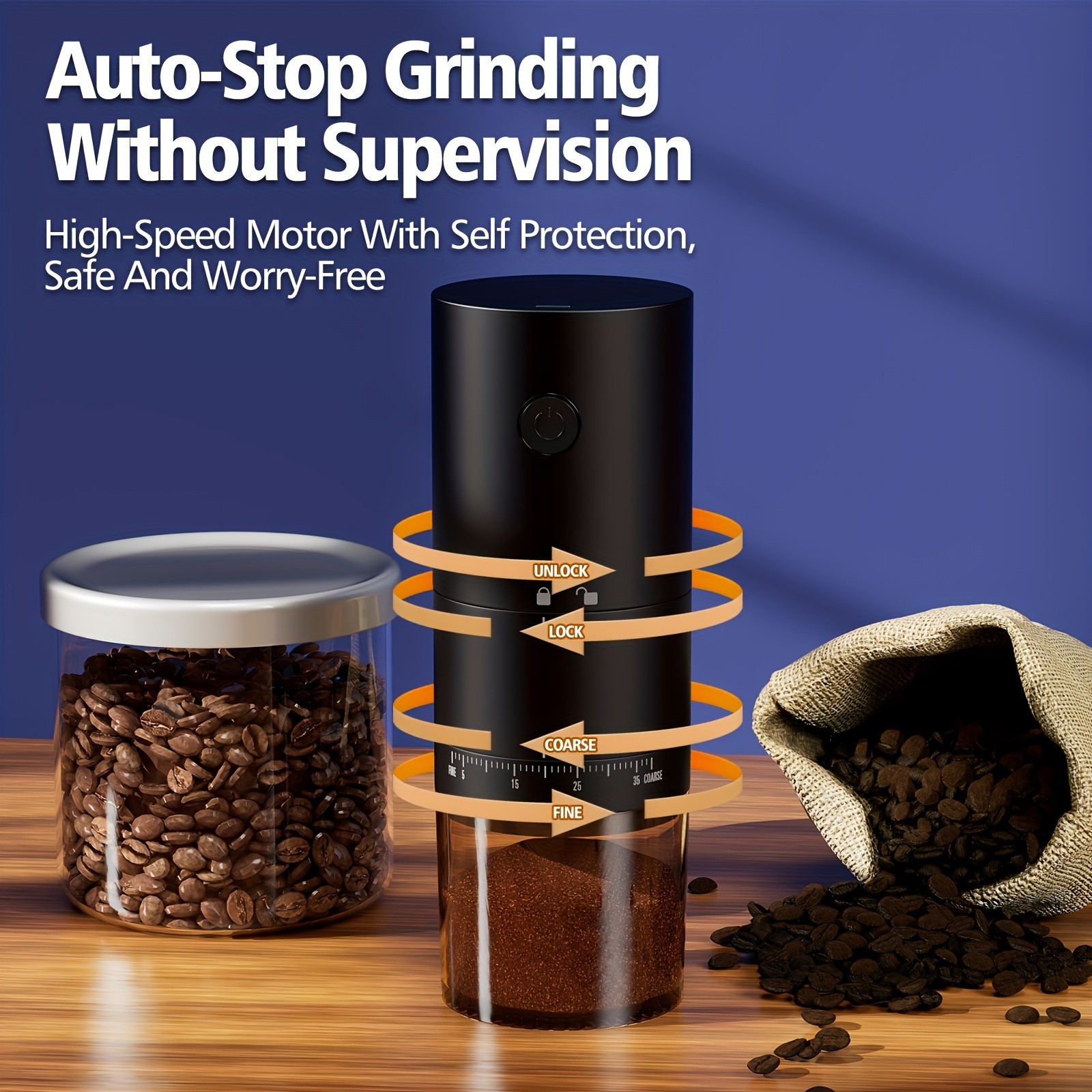 IAGREEA Precision Multi-Setting Coffee Grinder  Quiet Electric Bean & Spice Processor (212 Cups)