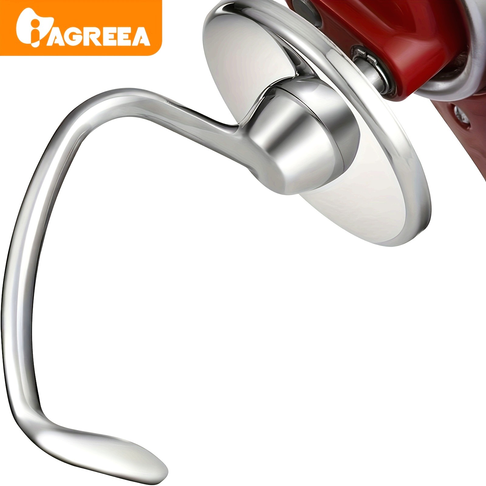IAGREEA Stainless Spiral Dough Hook Heavy-Duty Mixer Attachment for Bread & Pizza