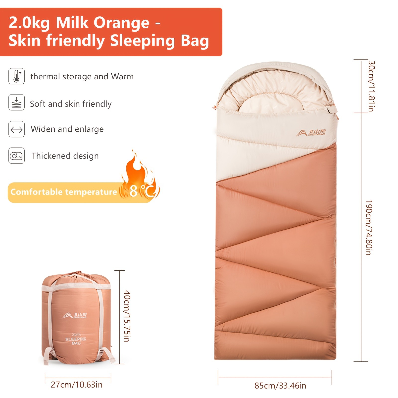 BISINNA Cold-Weather Half Sleeping Bag Thickened Portable Winter Outdoor Bag