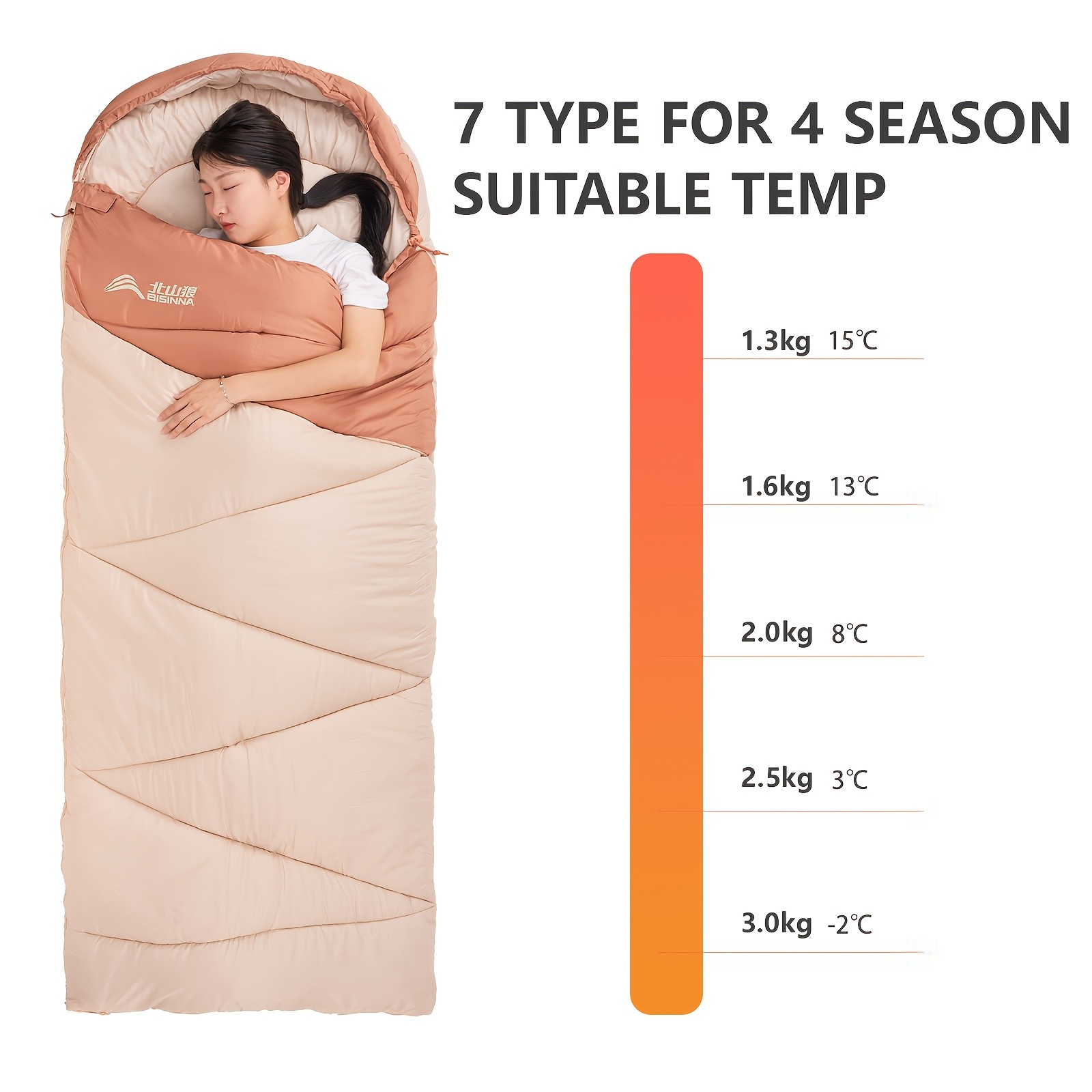 BISINNA Cold-Weather Half Sleeping Bag Thickened Portable Winter Outdoor Bag