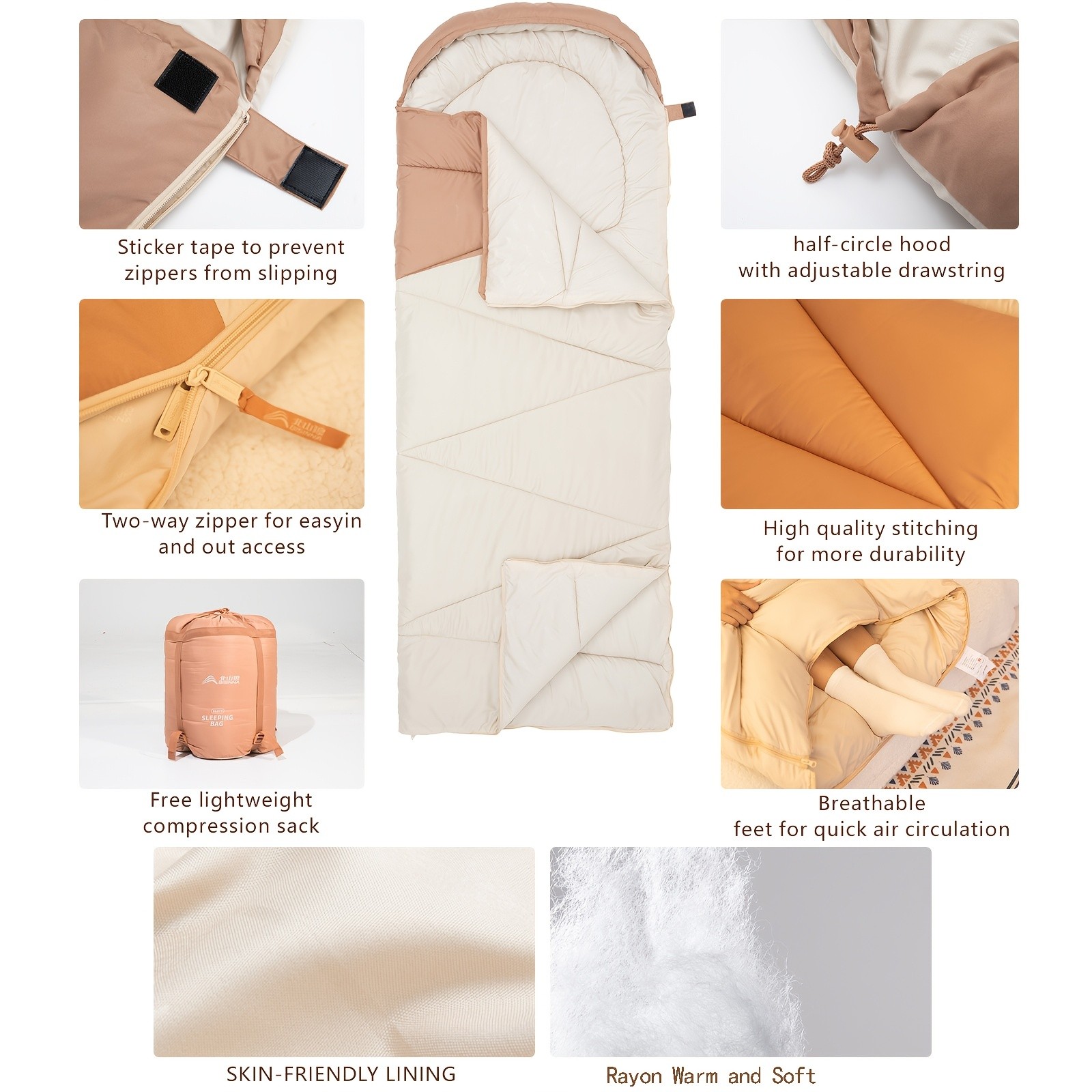 BISINNA Cold-Weather Half Sleeping Bag Thickened Portable Winter Outdoor Bag