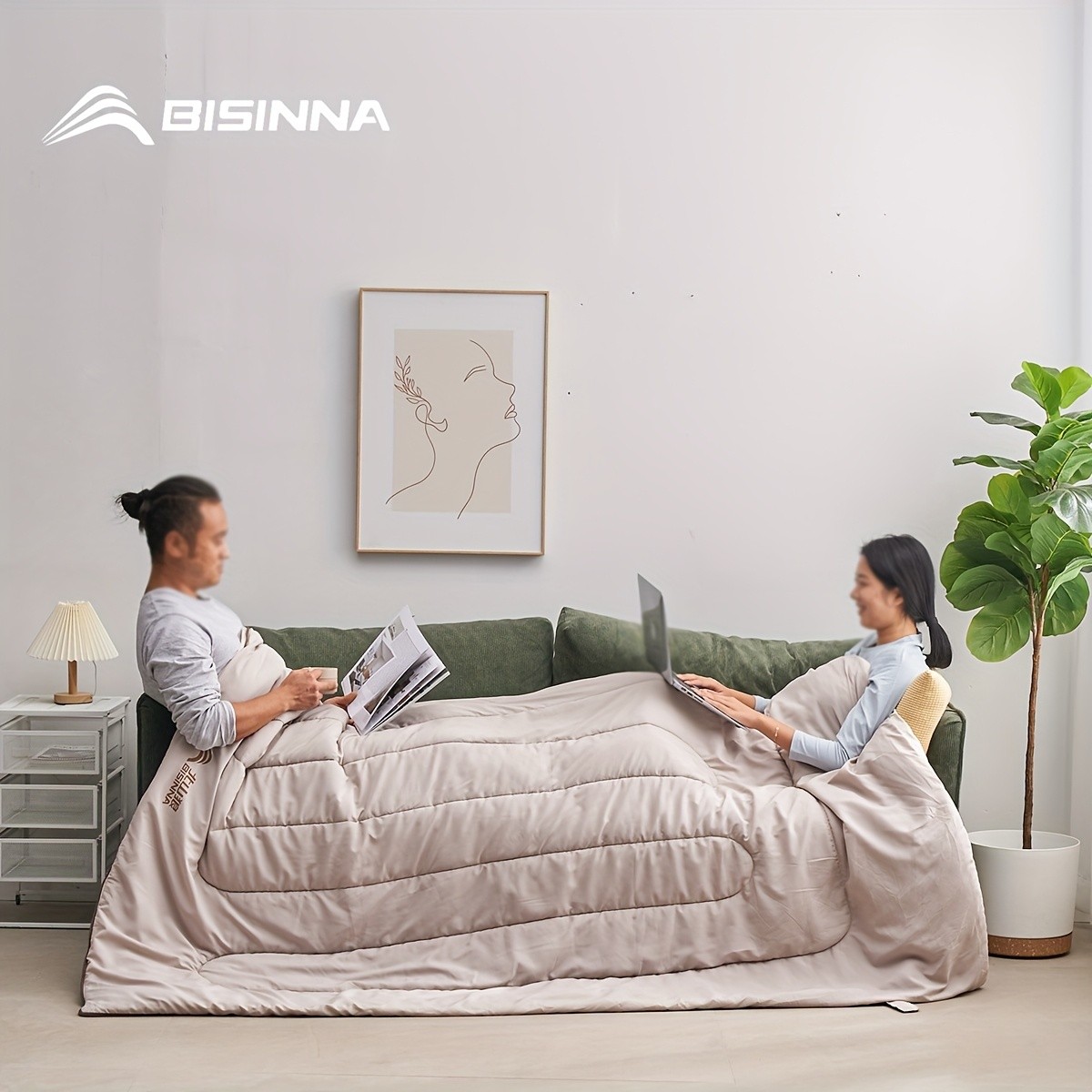 BISINNA XXL Double Sleeping Bag Thickened All-Season Warm 2-Person Camping Bag