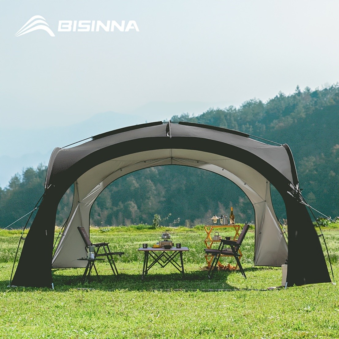 BISINNA XL Outdoor Canopy Awning Heavy-Duty UV-Proof Tunnel Shade Shelter (Black)