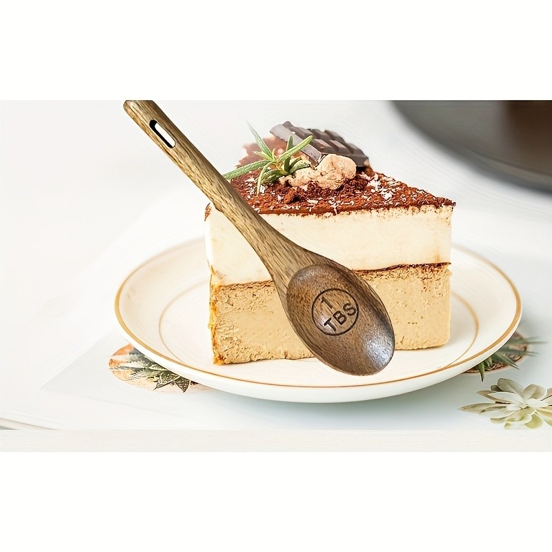 WIEZ Natural Wooden Measuring Spoon Set 4-Piece Multi-Use Scoops for Baking, Cooking, Coffee & Spices