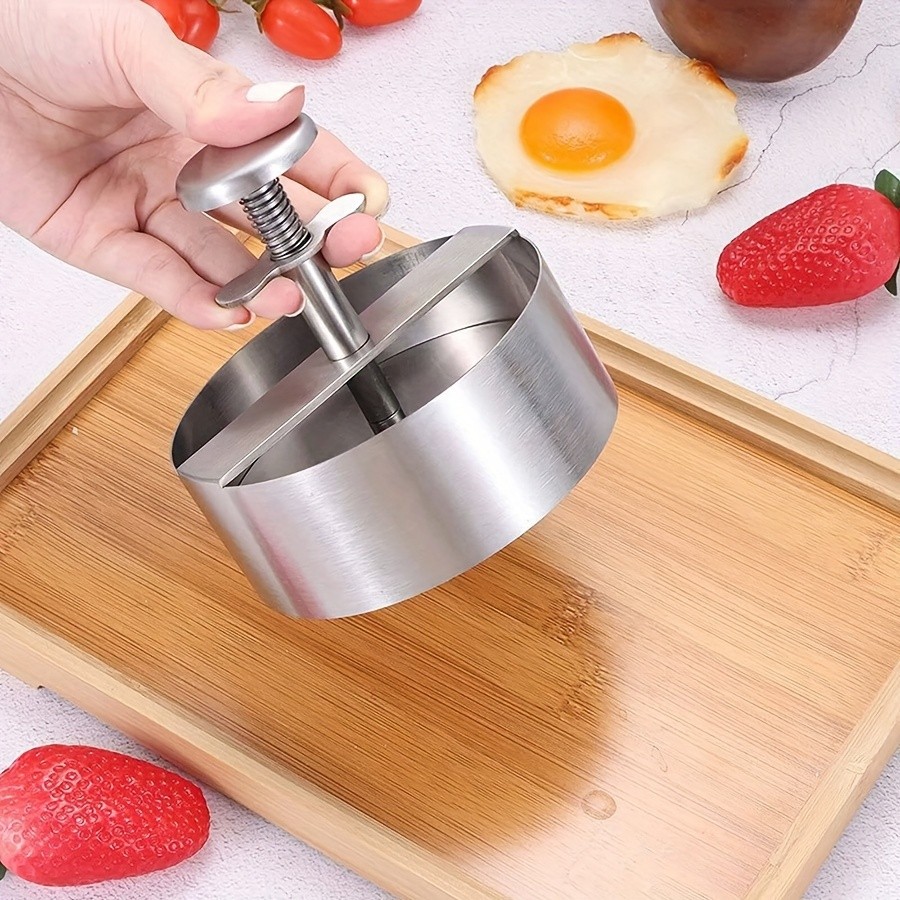WIEZ Stainless Steel Home Burger Press Heavy-Duty Round Meat Press for Perfect Patty Making