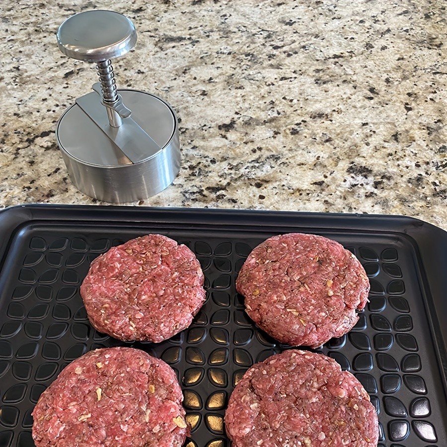 WIEZ Stainless Steel Home Burger Press Heavy-Duty Round Meat Press for Perfect Patty Making