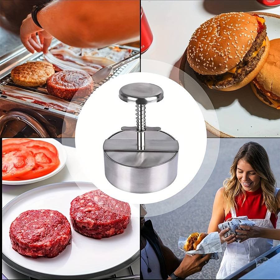 WIEZ Stainless Steel Home Burger Press Heavy-Duty Round Meat Press for Perfect Patty Making