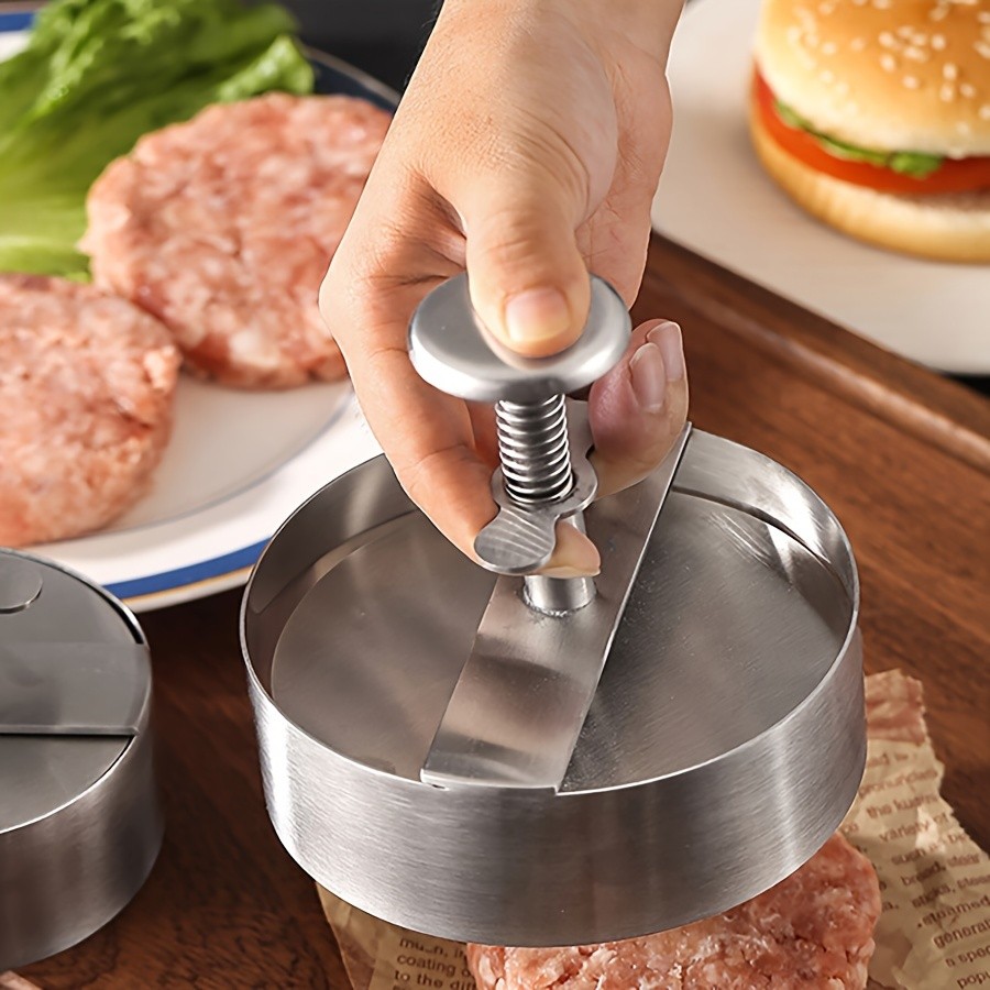 WIEZ Stainless Steel Home Burger Press Heavy-Duty Round Meat Press for Perfect Patty Making