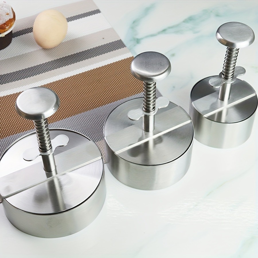WIEZ Stainless Steel Home Burger Press Heavy-Duty Round Meat Press for Perfect Patty Making