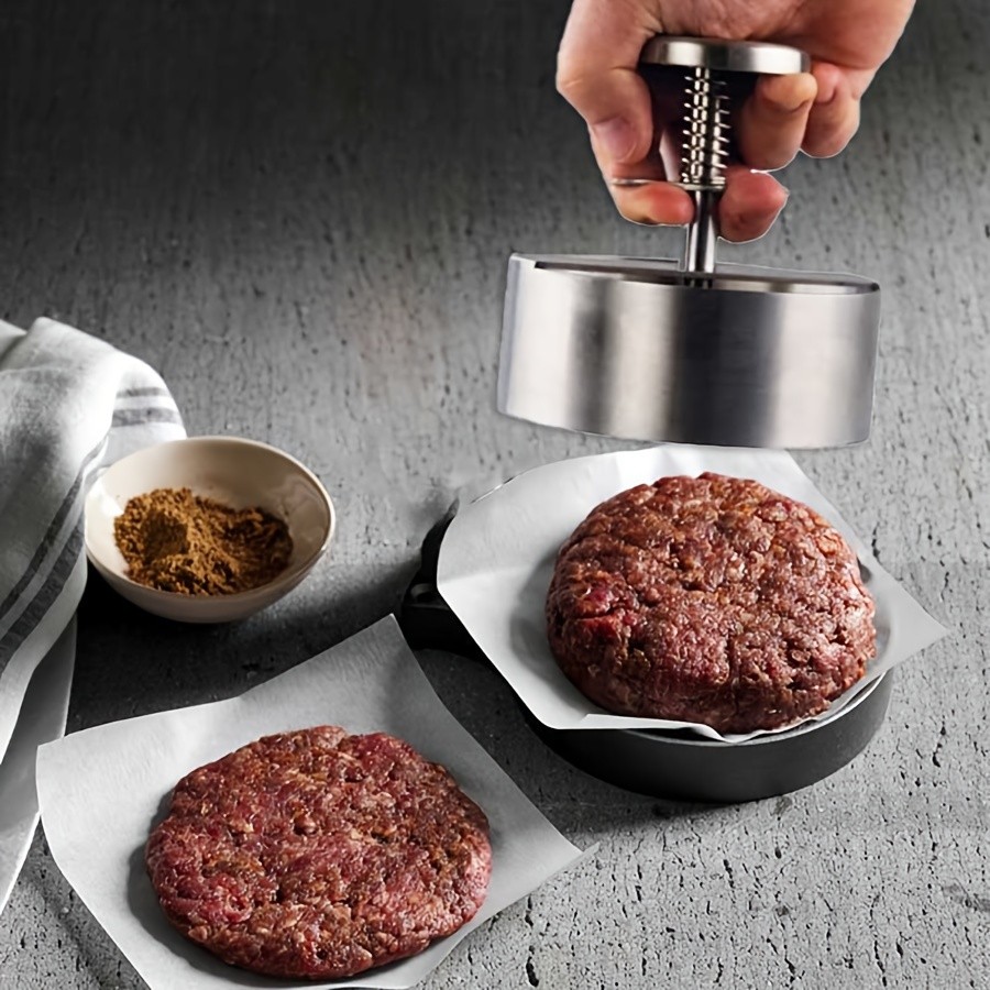 WIEZ Stainless Steel Home Burger Press Heavy-Duty Round Meat Press for Perfect Patty Making