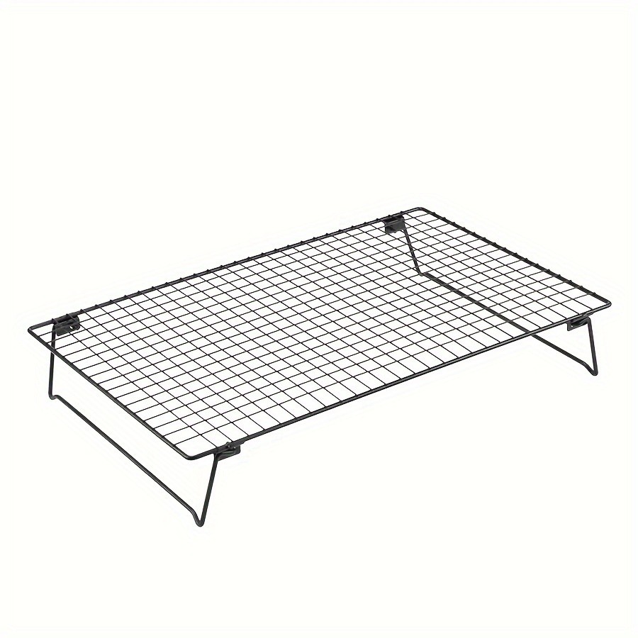 WIEZ Foldable Stainless Steel Cooling Rack Space-Saving Black Rack for Baking, Grilling & Outdoor Cooking