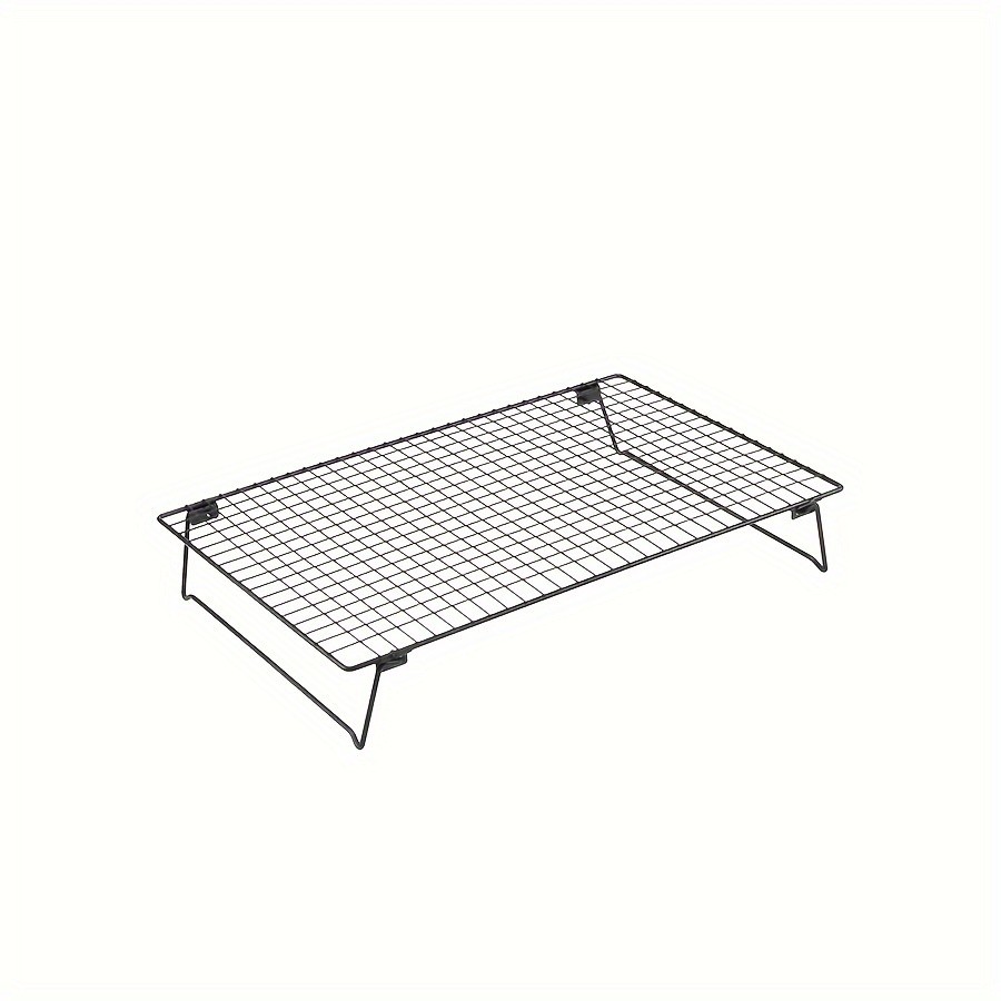 WIEZ Foldable Stainless Steel Cooling Rack  Space-Saving Black Rack for Baking, Grilling & Outdoor Cooking