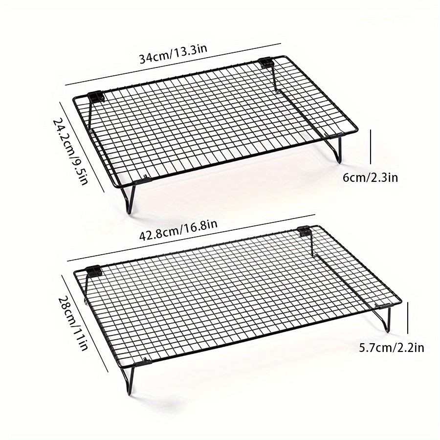 WIEZ Foldable Stainless Steel Cooling Rack Space-Saving Black Rack for Baking, Grilling & Outdoor Cooking