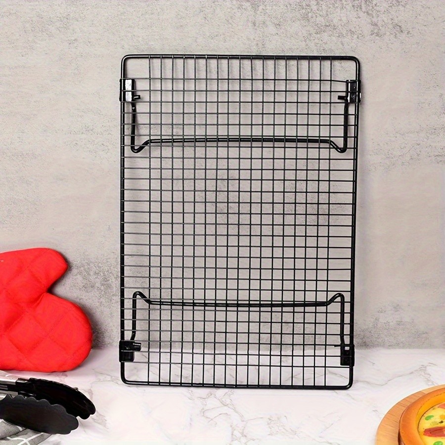 WIEZ Foldable Stainless Steel Cooling Rack Space-Saving Black Rack for Baking, Grilling & Outdoor Cooking