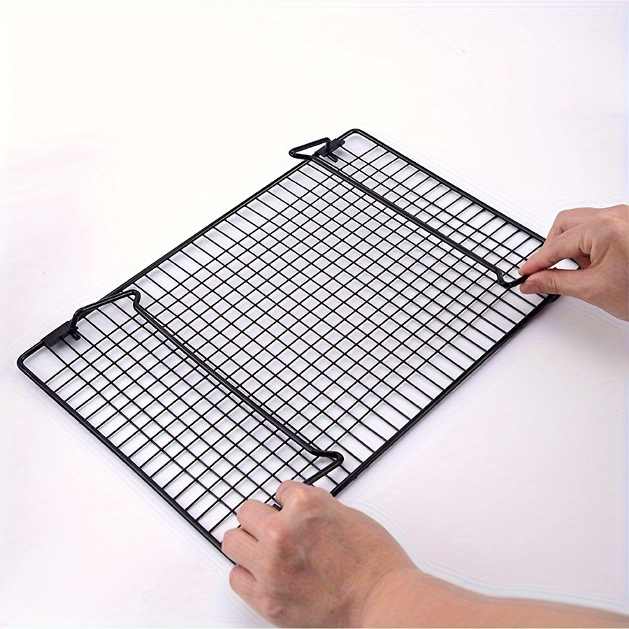 WIEZ Foldable Stainless Steel Cooling Rack Space-Saving Black Rack for Baking, Grilling & Outdoor Cooking