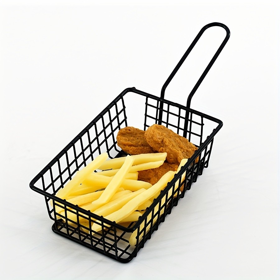 WIEZ Stainless Steel Snack & Fryer Basket Multi-Purpose Mesh Holder for Serving, Straining & Baking
