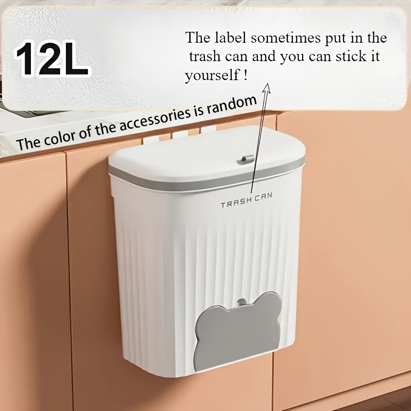 WIEZ Wall-Mounted Odor-Blocking Trash Can Compact Rectangular Waste Bin with Removable Bag Storage Box