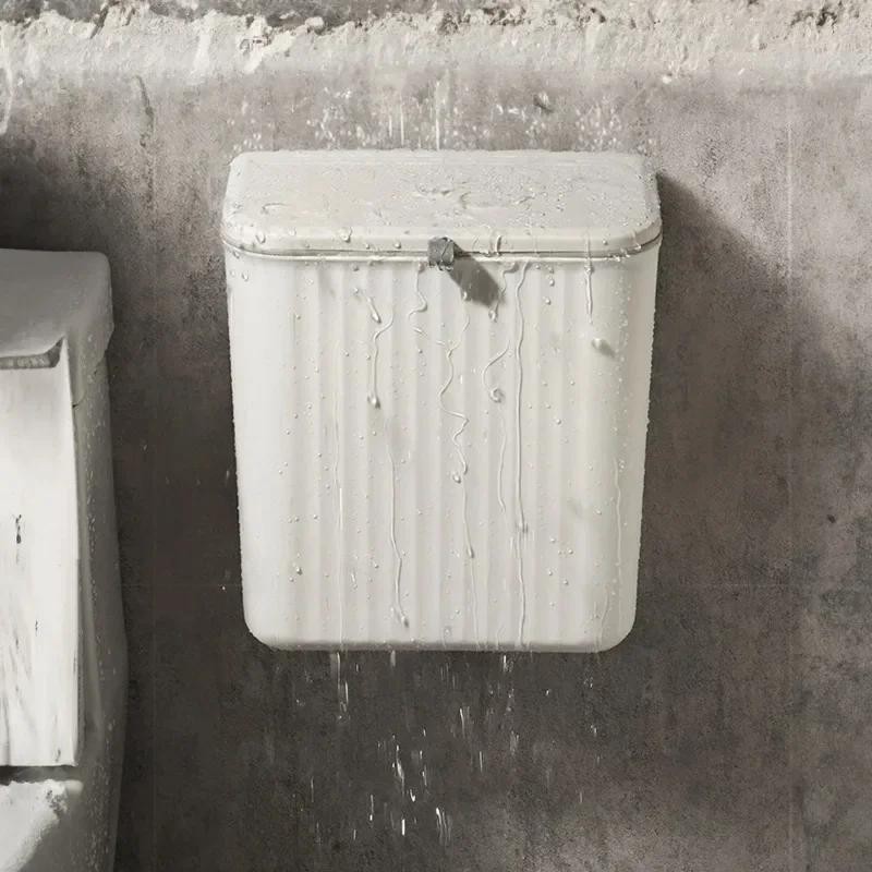 WIEZ Wall-Mounted Hands-Free Trash Can Space-Saving Hygienic Waste Bin for Kitchen & Bathroom