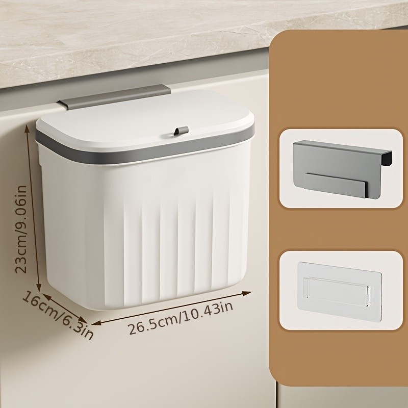 WIEZ Wall-Mounted Hands-Free Trash Can Space-Saving Hygienic Waste Bin for Kitchen & Bathroom