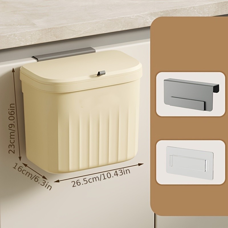 WIEZ Wall-Mounted Hands-Free Trash Can Space-Saving Hygienic Waste Bin for Kitchen & Bathroom