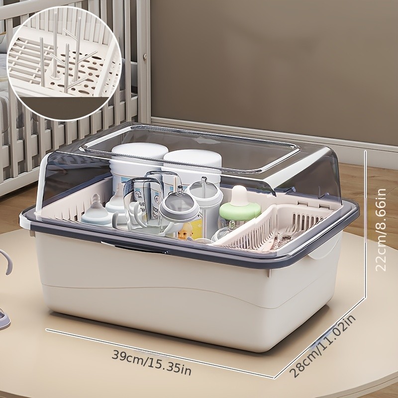 WIEZ Large-Capacity Baby Bottle Organizer Dustproof Drainage Drying Rack & Space-Saving Storage Shelf