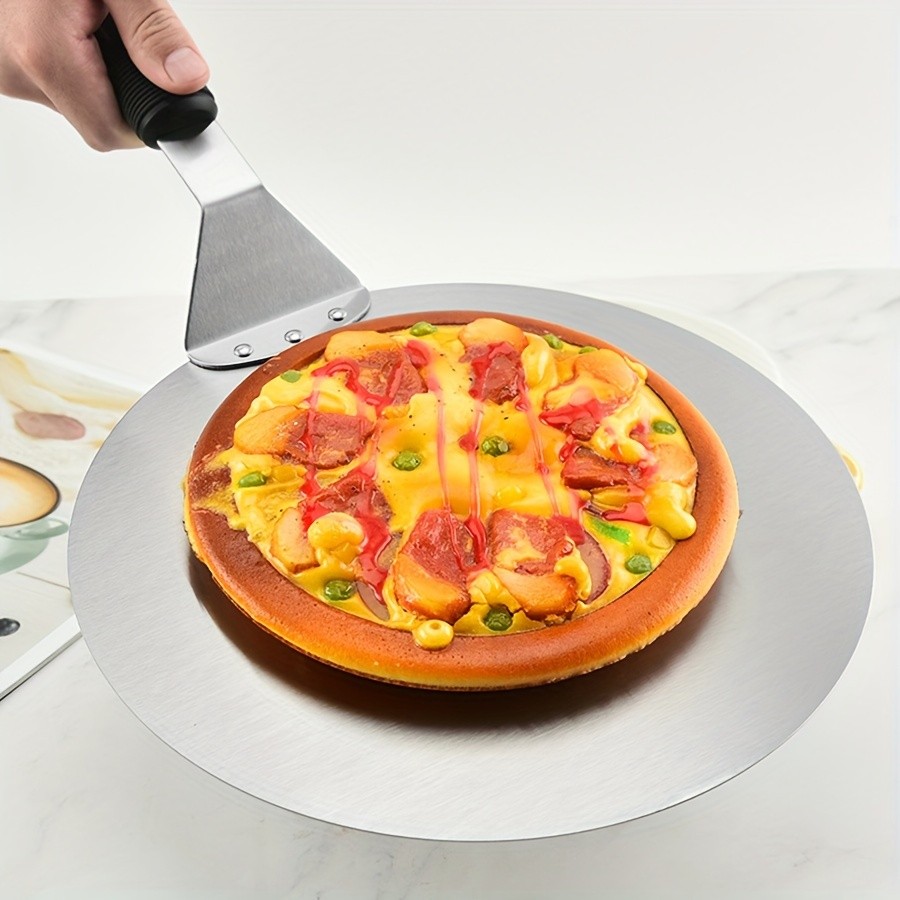 WIEZ Stainless Steel Pizza Peel 12-Inch Round Baking Paddle with Wooden Handle for Easy Pizza Transfer