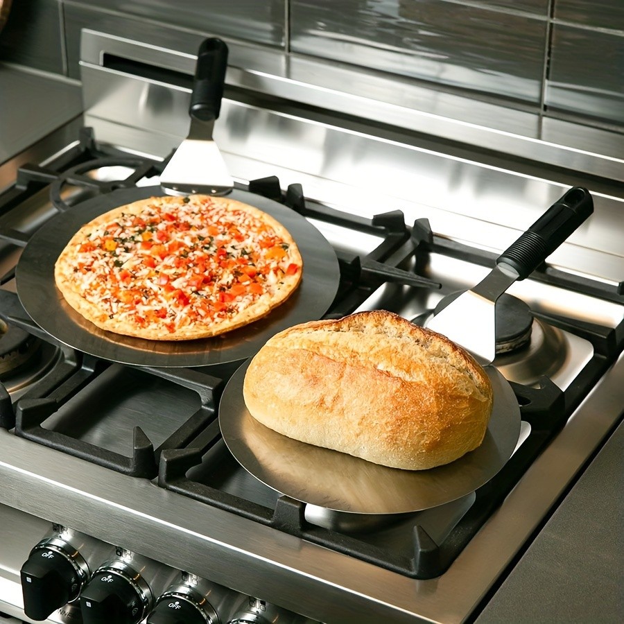 WIEZ Stainless Steel Pizza Peel 12-Inch Round Baking Paddle with Wooden Handle for Easy Pizza Transfer