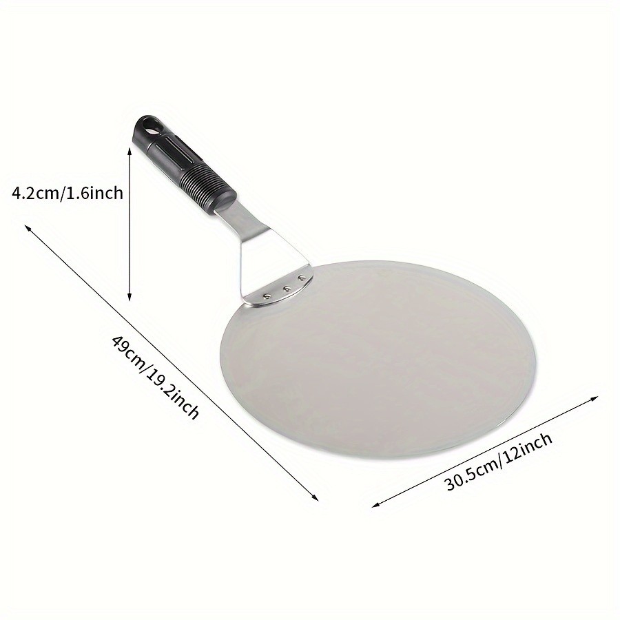 WIEZ Stainless Steel Pizza Peel 12-Inch Round Baking Paddle with Wooden Handle for Easy Pizza Transfer