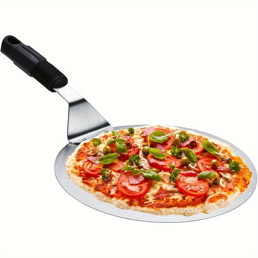 WIEZ Stainless Steel Pizza Peel 12-Inch Round Baking Paddle with Wooden Handle for Easy Pizza Transfer