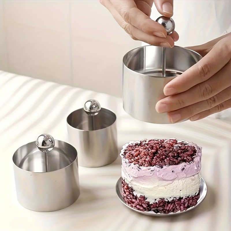 WIEZ Stainless Steel Food Display Mold Round Plate Press with Lid for Creative & Decorative Food Presentation