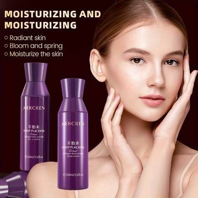 MERCILEN Sheep Placenta Collagen Moisturizing Facial Spray Fine Mist, Deep Hydration & Youthful Glow