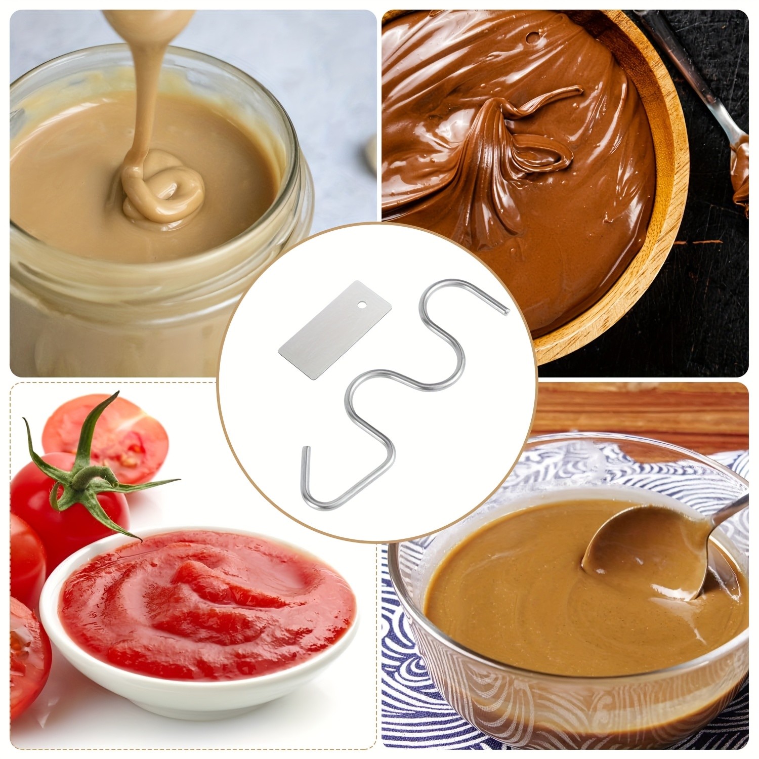 WIEZ Stainless Steel Peanut Butter Mixer & Scraper Heavy-Duty 430 Steel Tool with Ergonomic Handle for 1230oz Jars