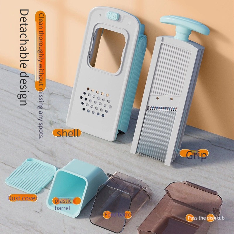 WIEZ 5-in-1 Manual Vegetable Chopper & Adjustable Slicer Stainless Steel Blade Prep Tool for Fast Daily Cooking