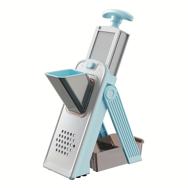 WIEZ 5-in-1 Manual Vegetable Chopper & Adjustable Slicer Stainless Steel Blade Prep Tool for Fast Daily Cooking