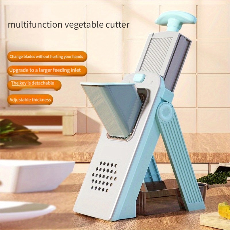 WIEZ 5-in-1 Manual Vegetable Chopper & Adjustable Slicer Stainless Steel Blade Prep Tool for Fast Daily Cooking