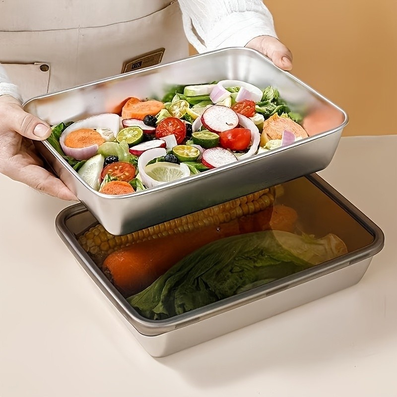 WIEZ 3-Piece Stainless Steel Food Storage Container Set Leak-Proof, Reusable & Stackable Boxes for Fridge and Pantry