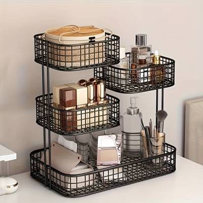 PMMJ 3-Tier Countertop Bathroom Storage Rack Lightweight Metal Wire Organizer