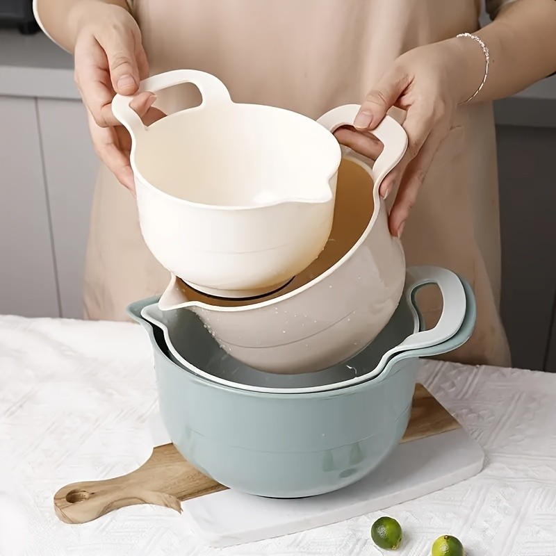 WIEZ 4-Piece Plastic Mixing Bowl Set Non-Slip Multipurpose Prep Bowls for Salads, BBQ, Fruits & Veggies