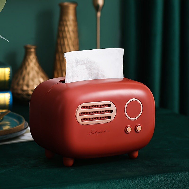 WIEZ Vintage Radio Tissue Box Creative Retro-Style Dispenser for Kitchens, Bedrooms & Bathroom Spaces