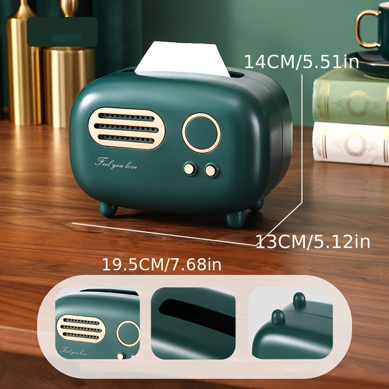 WIEZ Vintage Radio Tissue Box Creative Retro-Style Dispenser for Kitchens, Bedrooms & Bathroom Spaces