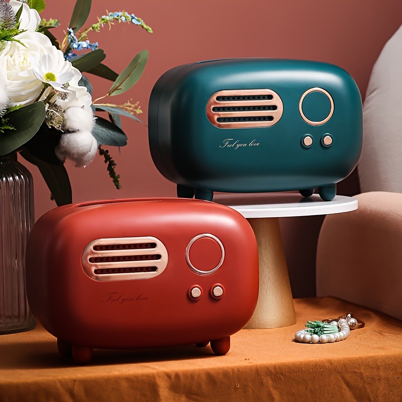 WIEZ Vintage Radio Tissue Box Creative Retro-Style Dispenser for Kitchens, Bedrooms & Bathroom Spaces
