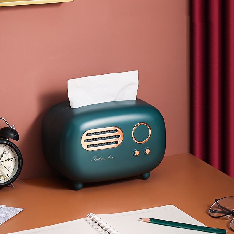 WIEZ Vintage Radio Tissue Box Creative Retro-Style Dispenser for Kitchens, Bedrooms & Bathroom Spaces