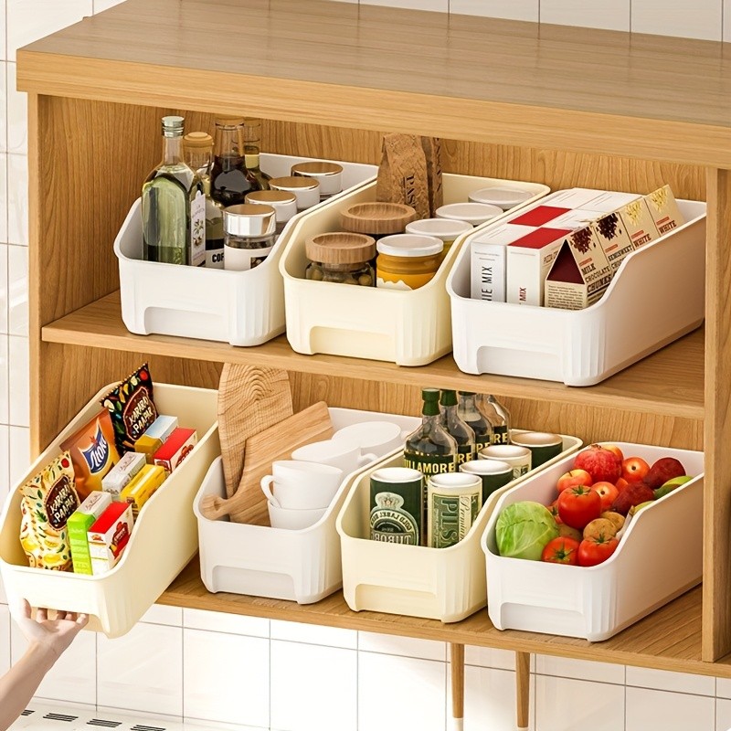 WIEZ 2-Piece Multi-Functional Plastic Storage Box Set Curved Organiser Baskets for Cleaning Products & Household Essentials